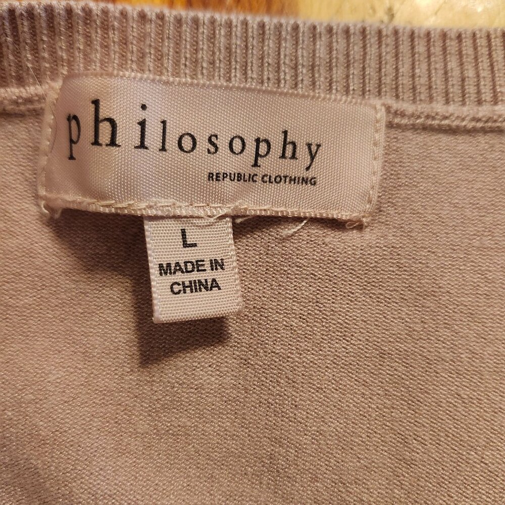 Philosophy Republic Women's Size Large Pink Button-Up Cardigan Sweater Rayon - Picture 3 of 7